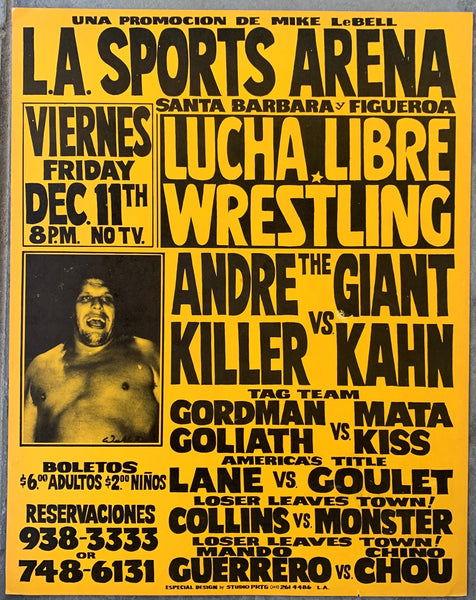 ANDRE THE GIANT-KILLER KHAN ON SITE POSTER (1981)