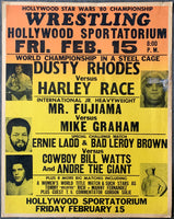 ANDRE THE GIANT & COWBOY BILL WATTS VS. ERNIE LADD & BAD LEROY BROWN WRESTLING ON SITE POSTER (1980)