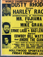 ANDRE THE GIANT & COWBOY BILL WATTS VS. ERNIE LADD & BAD LEROY BROWN WRESTLING ON SITE POSTER (1980)