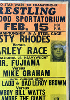 ANDRE THE GIANT & COWBOY BILL WATTS VS. ERNIE LADD & BAD LEROY BROWN WRESTLING ON SITE POSTER (1980)