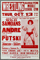 ANDRE THE GIANT & IVAN PUTSKI VS THE WILD SAMOANS (AFI & SIKA) ON SITE WRESTLING POSTER (1983)