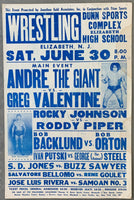 ANDRE THE GIANT-GREG VALENTINE & BOB BACKLUND-BOB ORTON & IVAN PUTSKI-GEORGE "THE ANIMAL" STEELE & RODDY PIPER-ROCKY JOHNSON ON SITE POSTER (1984)