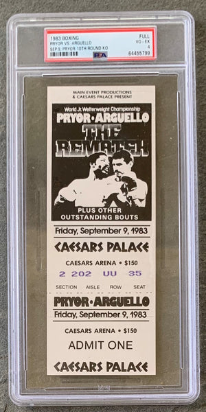 ARGUELLO, ALEXIS-AARON PRYOR II FULL TICKET (1983-PSA/DNA VG-EX 4)