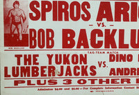 ANDRE THE GIANT & DINO BRAVO-THE YUKON LUMBERJACKS & SPIROS ARION-BOB BACKLUND ON SITE POSTER (1978)