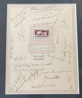 VINTAGE 1938 BOXING AUTOGRAPH DISPLAY (BUMMY DAVIS, CANZONERI, MANCINI, MURPHY-25 IN ALL)