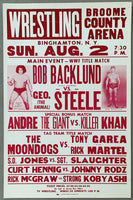 ANDRE THE GIANT-KILLER KHAN & BOB BACKLUND-GEORGE "THE ANIMAL" STEELE ON SITE POSTER (1981)