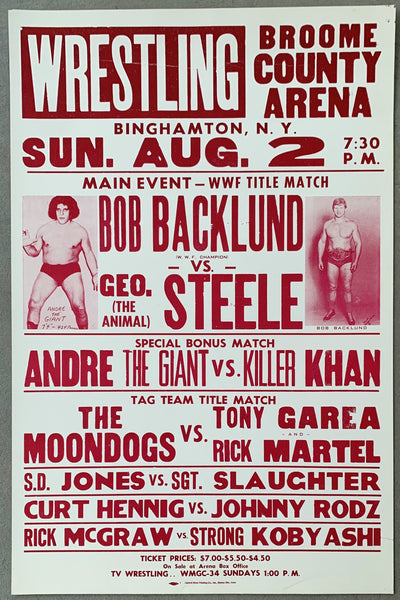 ANDRE THE GIANT-KILLER KHAN & BOB BACKLUND-GEORGE "THE ANIMAL" STEELE ON SITE POSTER (1981)