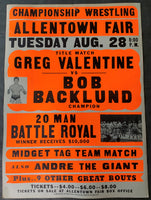 ANDRE THE GIANT 20 MAN BATTLE ROYAL & BOB BACKLUND-GREG VALENTINE ON SITE POSTER (1979)