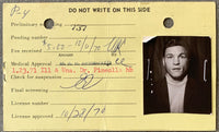 BACKUS, BILLY SIGNED NEW YORK STATE BOXER LICENSE APPLICATION (1970)