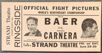 BAER, MAX-PRIMO CARNERA FULL FIGHT PICTURES TICKET (1934-BAER WINS HEAVYWEIGHT TITLE)