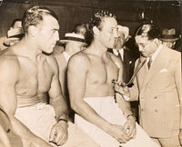 BAER, MAX-PRIMO CARNERA ORIGINAL WIRE PHOTO (1934-PRE FIGHT MEDICALS)