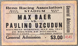 BAER, MAX-PAOLINO UZCUDUN OFFICIAL TICKET (1931)