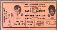 BASILIO, CARMEN-JOHNNY SAXTON III ON SITE STUBLESS TICKET (1957)