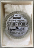 BASILIO, CARMEN SIGNED BOXING HALL OF FAME PAPERWEIGHT