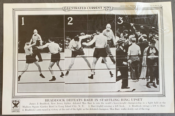 BRADDOCK, JAMES-MAX BAER ILLUSTRATED CURRENT NEWS POSTER (1935)