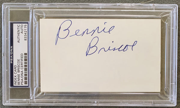 BRISCOE, BENNIE SIGNED INDEX CARD (PSA/DNA AUTHENTICATED)