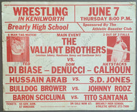 CALHOUN, HAYSTACKS & DOM DENUCCI & TED DIBIASE VS. VALIANT BROTHERS ON SITE WRESTLING POSTER (1979)