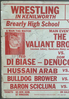 CALHOUN, HAYSTACKS & DOM DENUCCI & TED DIBIASE VS. VALIANT BROTHERS ON SITE WRESTLING POSTER (1979)