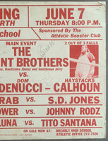 CALHOUN, HAYSTACKS & DOM DENUCCI & TED DIBIASE VS. VALIANT BROTHERS ON SITE WRESTLING POSTER (1979)