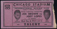 BROWN, JOE-JOEY LOPES STUBLESS TICKET (1957)