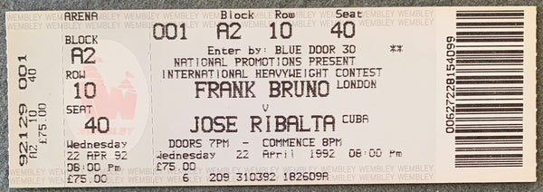 BRUNO, FRANK-JOSE RIBALTA ON SITE FULL TICKET (1992)