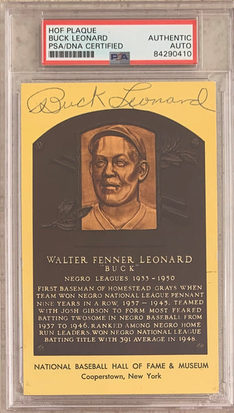 LEONARD, BUCK INK SIGNED BASEBALL HALL OF FAME PLAQUE (PSA/DNA)