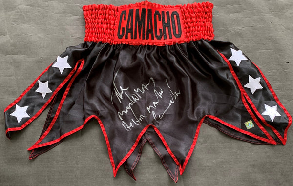 CAMACHO, HECTOR "MACHO" SIGNED BOXING TRUNKS (AUTHENTIC SIGNINGS AUTHENTICATED)