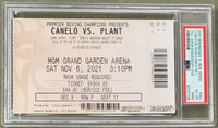 ALVAREZ, CANELO-CALEB PLANT ON SITE FULL TICKET (2021-PSA/DNA EX-MT 6)