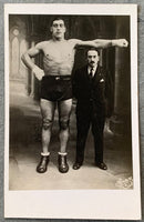 CARNERA, PRIMO & MANAGER LEON SEE REAL PHOTO POSTCARD CIRCA 1928)