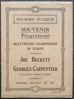 CARPENTIER, GEORGES-JOE BECKETT OFFICIAL PROGRAM (1919)