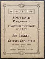 CARPENTIER, GEORGES-JOE BECKETT OFFICIAL PROGRAM (1919)