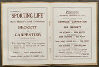 CARPENTIER, GEORGES-JOE BECKETT OFFICIAL PROGRAM (1919)