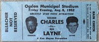 CHARLES, EZZARD-REX LAYNE ON SITE STUBLESS TICKET (1952)