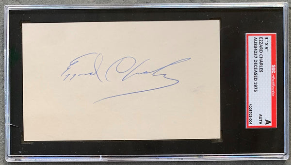 CHARLES, EZZARD SIGNED INDEX CARD (SGC)