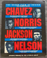 CHAVEZ, JULIO CESAR-GREG HAUGEN & TERRY NORRIS-MAURICE BLOCKER & GERALD MCCLELLAN-TYRONE MOORE & AZUMAH NELSON-GARBRIEL RUELAS SIGNED POSTER (1993-SIGNED BY NORRIS, NELSON, JACKSON)