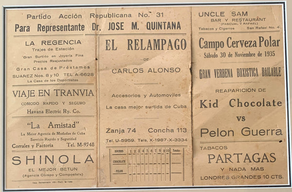 CHOCOLATE, KID-PELON GUERRA OFFICIAL PROGRAM (1935)