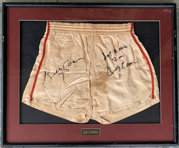 CONN, BILLY DUAL SIGNED FIGHT TRUNKS (EX DUKE HOTT COLLECTION)