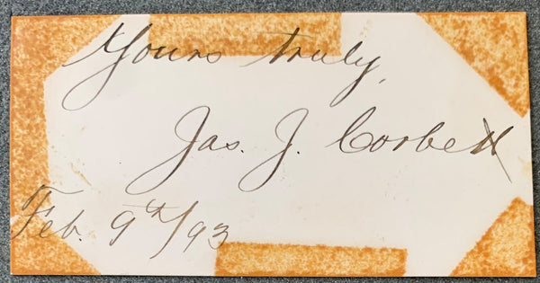 CORBETT, JAMES J. INK SIGNATURE AS CHAMPION (1893)