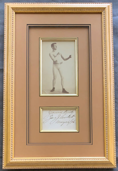 CORBETT, JAMES J. INK SIGNATURE DISPLAY (1896-AS WORLD HEAVYWEIGHT CHAMPION)