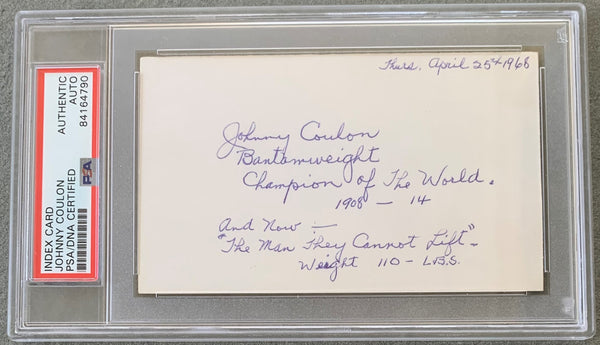 COULON, JOHNNY SIGNED INDEX CARD (PSA/DNA)