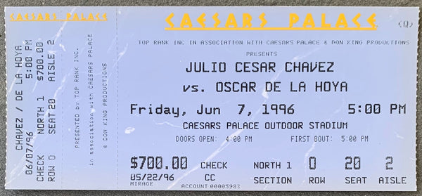 DE LA HOYA, OSCAR-JULIO CESAR CHAVEZ ON SITE FULL TICKET (1996)