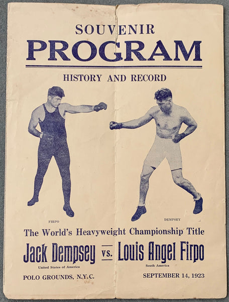 DEMPSEY, JACK-LUIS FIRPO SOUVENIR PROGRAM (1923)