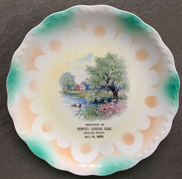 DEMPSEY, JACK-TOMMY GIBBONS ORIGINAL SOUVENIR PLATE (1923)