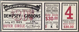 DEMPSEY, JACK-TOMMY GIBBONS FULL TICKET (1923-PSA/DNA EX 5)
