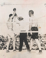 DEMPSEY, JACK-TOMMY GIBBONS ORIGINAL WIRE PHOTO (1923-END OF FIGHT)