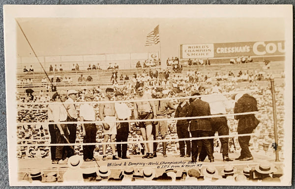 DEMPSEY, JACK-JESS WILLARD REALL PHOTO POSTCARD (1919-BEFORE START OF FIGHT)