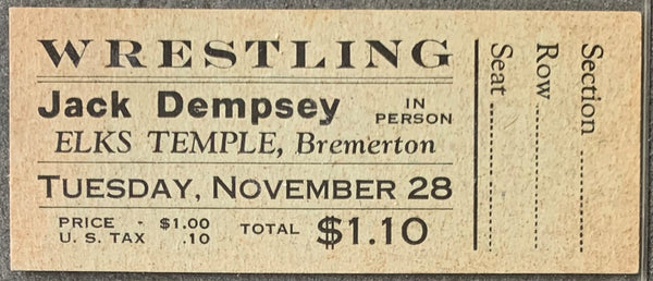 DEMPSEY, JACK APPEARANCE FULL TICKET (1933)