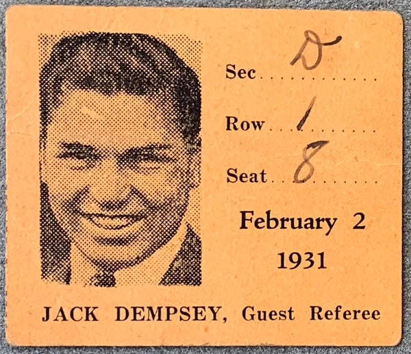 DEMPSEY, JACK ORIGINAL TICKET STUB (1931)