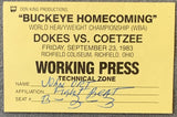 DOKES, MICHAEL-GERRIE COETZEE WORKING PRESS PASS (1983)