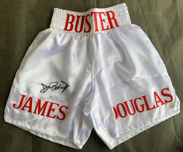 DOUGLAS, JAMES "BUSTER SIGNED BOXING TRUNKS (JSA AUTHENTICATED)
